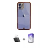 MARSİLYAN™- iPhone 12 Kılıf Eksen Minimal Koleksiyonu - Siyah Bilvis 5in1 3D Magic Cam Ekran Koruyucu + Kamera Lens Koruma Cam - SF