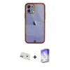 MARSİLYAN™- iPhone 12 Kılıf Eksen Minimal Koleksiyonu - Siyah Bilvis 5in1 3D Magic Cam Ekran Koruyucu + Rainbow Kamera Lens Koruma Cam - MR