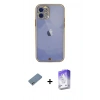 MARSİLYAN™- iPhone 12 Kılıf Eksen Minimal Koleksiyonu - Siyah Bilvis 5in1 3D Magic Cam Ekran Koruyucu + Shine Kamera Lens Koruma Cam - GS