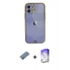 MARSİLYAN™- iPhone 12 Kılıf Eksen Minimal Koleksiyonu - Siyah Bilvis 5in1 3D Magic Cam Ekran Koruyucu + Shine Kamera Lens Koruma Cam - MI