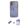MARSİLYAN™- iPhone 12 Kılıf Eksen Minimal Koleksiyonu - Siyah Bilvis 5in1 3D Magic Cam Ekran Koruyucu + Shine Kamera Lens Koruma Cam - GS