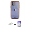 MARSİLYAN™- iPhone 12 Kılıf Eksen Minimal Koleksiyonu - Siyah Bilvis 5in1 3D Magic Cam Ekran Koruyucu + Renkli Kamera Lens Koruma Cam - YL