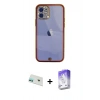 MARSİLYAN™- iPhone 12 Kılıf Eksen Minimal Koleksiyonu - Siyah Bilvis 5in1 3D Magic Cam Ekran Koruyucu + Rainbow Kamera Lens Koruma Cam - YL