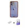MARSİLYAN™- iPhone 12 Kılıf Eksen Minimal Koleksiyonu - Siyah Bilvis 5in1 5D Magic Hayalet Cam Ekran Koruyucu + Renkli Kamera Lens Koruma Cam - YL