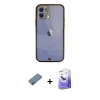 MARSİLYAN™- iPhone 12 Kılıf Eksen Minimal Koleksiyonu - Siyah Bilvis 5in1 5D Magic Hayalet Cam Ekran Koruyucu + Pembe Shine Kamera Lens Koruma Cam