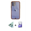 MARSİLYAN™- iPhone 12 Kılıf Eksen Minimal Koleksiyonu - Siyah Bilvis 5in1 5D Magic Hayalet Cam Ekran Koruyucu + Raze Metal Kamera Lens - MI