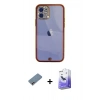 MARSİLYAN™- iPhone 12 Kılıf Eksen Minimal Koleksiyonu - Siyah Bilvis 5in1 5D Magic Hayalet Cam Ekran Koruyucu + Pembe Shine Kamera Lens Koruma Cam