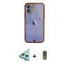 MARSİLYAN™- iPhone 12 Kılıf Eksen Minimal Koleksiyonu - Siyah Joko Magic 5D Hayalet Cam + Mavi Raze Metal Kamera Lens