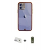 MARSİLYAN™- iPhone 12 Kılıf Eksen Minimal Koleksiyonu - Siyah Joko Magic 5D Hayalet Cam + Rainbow Kamera Lens Koruma Cam - MR