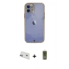 MARSİLYAN™- iPhone 12 Kılıf Eksen Minimal Koleksiyonu - Siyah Joko Magic 5D Hayalet Cam + Rainbow Kamera Lens Koruma Cam - MR