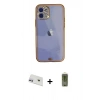MARSİLYAN™- iPhone 12 Kılıf Eksen Minimal Koleksiyonu - Siyah Joko Magic 5D Hayalet Cam + Rainbow Kamera Lens Koruma Cam - MR