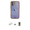 MARSİLYAN™- iPhone 12 Kılıf Eksen Minimal Koleksiyonu - Siyah Joko Magic 5D Hayalet Cam + Renkli Kamera Lens Koruma Cam - PE