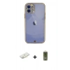 MARSİLYAN™- iPhone 12 Kılıf Eksen Minimal Koleksiyonu - Siyah Joko Magic 5D Hayalet Cam + Renkli Kamera Lens Koruma Cam - SI