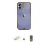 MARSİLYAN™- iPhone 12 Kılıf Eksen Minimal Koleksiyonu - Siyah Joko Magic 5D Hayalet Cam + Renkli Kamera Lens Koruma Cam - SI