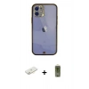 MARSİLYAN™- iPhone 12 Kılıf Eksen Minimal Koleksiyonu - Siyah Joko Magic 5D Hayalet Cam + Renkli Kamera Lens Koruma Cam - SI