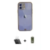 MARSİLYAN™- iPhone 12 Kılıf Eksen Minimal Koleksiyonu - Siyah Joko Magic 5D Hayalet Cam + Kamera Lens Koruma Cam - SF