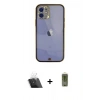 MARSİLYAN™- iPhone 12 Kılıf Eksen Minimal Koleksiyonu - Siyah Joko Magic 5D Hayalet Cam + Kamera Lens Koruma Cam - SF