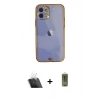 MARSİLYAN™- iPhone 12 Kılıf Eksen Minimal Koleksiyonu - Siyah Joko Magic 5D Hayalet Cam + Kamera Lens Koruma Cam - SF