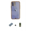 MARSİLYAN™- iPhone 12 Kılıf Eksen Minimal Koleksiyonu - Siyah Joko Magic 5D Hayalet Cam + Shine Kamera Lens Koruma Cam - GS