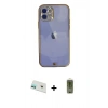 MARSİLYAN™- iPhone 12 Kılıf Eksen Minimal Koleksiyonu - Siyah Joko Magic 5D Hayalet Cam + Rainbow Kamera Lens Koruma Cam - YL