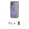 MARSİLYAN™- iPhone 12 Kılıf Eksen Minimal Koleksiyonu - Siyah Joko Magic 5D Hayalet Cam + Rainbow Kamera Lens Koruma Cam - YL