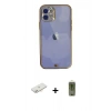 MARSİLYAN™- iPhone 12 Kılıf Eksen Minimal Koleksiyonu - Siyah Joko Magic 5D Hayalet Cam + Renkli Kamera Lens Koruma Cam - YL