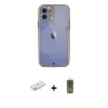 MARSİLYAN™- iPhone 12 Kılıf Eksen Minimal Koleksiyonu - Siyah Joko Magic 5D Hayalet Cam + Renkli Kamera Lens Koruma Cam - YL