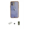 MARSİLYAN™- iPhone 12 Kılıf Eksen Minimal Koleksiyonu - Siyah Joko Magic 5D Hayalet Cam + Renkli Kamera Lens Koruma Cam - YL