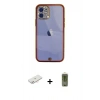 MARSİLYAN™- iPhone 12 Kılıf Eksen Minimal Koleksiyonu - Siyah Joko Magic 5D Hayalet Cam + Renkli Kamera Lens Koruma Cam - YL