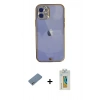 MARSİLYAN™- iPhone 12 Kılıf Eksen Minimal Koleksiyonu - Siyah Polymer Nano Ekran Koruyucu + Shine Kamera Lens Koruma Cam - GS
