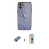 MARSİLYAN™- iPhone 12 Kılıf Eksen Minimal Koleksiyonu - Siyah Polymer Nano Ekran Koruyucu + Metal Kamera Lens Koruma Cam - GD