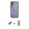 MARSİLYAN™- iPhone 12 Kılıf Eksen Minimal Koleksiyonu - Siyah Polymer Nano Ekran Koruyucu + Metal Kamera Lens Koruma Cam - KI