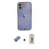MARSİLYAN™- iPhone 12 Kılıf Eksen Minimal Koleksiyonu - Siyah Polymer Nano Ekran Koruyucu + Metal Kamera Lens Koruma Cam - KI