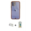 MARSİLYAN™- iPhone 12 Kılıf Eksen Minimal Koleksiyonu - Siyah Polymer Nano Ekran Koruyucu + Rainbow Kamera Lens Koruma Cam - MR