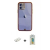 MARSİLYAN™- iPhone 12 Kılıf Eksen Minimal Koleksiyonu - Siyah Polymer Nano Ekran Koruyucu + Renkli Kamera Lens Koruma Cam - SI