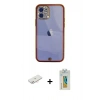MARSİLYAN™- iPhone 12 Kılıf Eksen Minimal Koleksiyonu - Siyah Polymer Nano Ekran Koruyucu + Renkli Kamera Lens Koruma Cam - YL