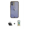 MARSİLYAN™- iPhone 12 Kılıf Eksen Minimal Koleksiyonu - Siyah Polymer Nano Ekran Koruyucu + Kamera Lens Koruma Cam - SF