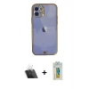 MARSİLYAN™- iPhone 12 Kılıf Eksen Minimal Koleksiyonu - Siyah Polymer Nano Ekran Koruyucu + Kamera Lens Koruma Cam - SF