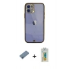 MARSİLYAN™- iPhone 12 Kılıf Eksen Minimal Koleksiyonu - Siyah Polymer Nano Ekran Koruyucu + Shine Kamera Lens Koruma Cam - MI