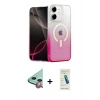 MARSİLYAN™- iPhone 12 Kılıf Eksen Minimal Özel Seri - Şeffaf Pasifik Cam Ekran Koruyucu + Kırmızı Raze Metal Kamera Lens