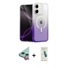 MARSİLYAN™- iPhone 12 Kılıf Eksen Minimal Özel Seri - Şeffaf Pasifik Cam Ekran Koruyucu + Kırmızı Raze Metal Kamera Lens