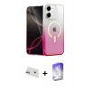 MARSİLYAN™- iPhone 12 Kılıf Eksen Minimal Özel Seri - Siyah Bilvis 5in1 3D Magic Cam Ekran Koruyucu + Mor Rainbow Kamera Lens Koruma Cam