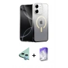 MARSİLYAN™- iPhone 12 Kılıf Eksen Minimal Özel Seri - Siyah Bilvis 5in1 3D Magic Cam Ekran Koruyucu + Raze Metal Kamera Lens - MI