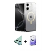 MARSİLYAN™- iPhone 12 Kılıf Eksen Minimal Özel Seri - Siyah Bilvis 5in1 5D Magic Hayalet Cam Ekran Koruyucu + Raze Metal Kamera Lens - MI