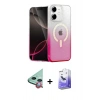 MARSİLYAN™- iPhone 12 Kılıf Eksen Minimal Özel Seri - Siyah Bilvis 5in1 5D Magic Hayalet Cam Ekran Koruyucu + Raze Metal Kamera Lens - KI