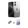 MARSİLYAN™- iPhone 12 Kılıf Eksen Minimal Özel Seri - Siyah Bilvis 5in1 5D Magic Hayalet Cam Ekran Koruyucu + Gold Metal Kamera Lens Koruma Cam
