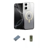 MARSİLYAN™- iPhone 12 Kılıf Eksen Minimal Özel Seri - Siyah Joko Magic 5D Hayalet Cam + Metal Kamera Lens Koruma Cam - AKYL