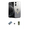 MARSİLYAN™- iPhone 12 Kılıf Eksen Minimal Özel Seri - Siyah Joko Magic 5D Hayalet Cam + Kırmızı Metal Kamera Lens Koruma Cam