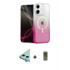 MARSİLYAN™- iPhone 12 Kılıf Eksen Minimal Özel Seri - Siyah Joko Magic 5D Hayalet Cam + Mavi Raze Metal Kamera Lens