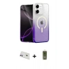 MARSİLYAN™- iPhone 12 Kılıf Eksen Minimal Özel Seri - Siyah Joko Magic 5D Hayalet Cam + Rainbow Kamera Lens Koruma Cam - MR